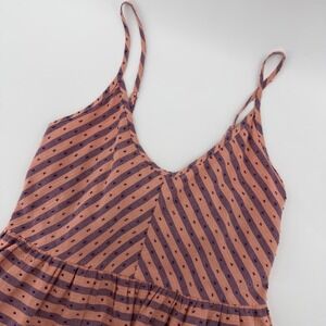 Amadi Striped Mini Dress Women XS Peach Purple V-Neck Adjustable Strap Clip Dot
